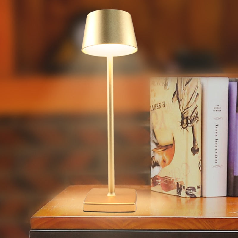 LED Aluminum Alloy Waterproof Desk Lamp Touch Dimming Rechargeable  Metal Table Lamps For Bar Living Room Reading Book Light